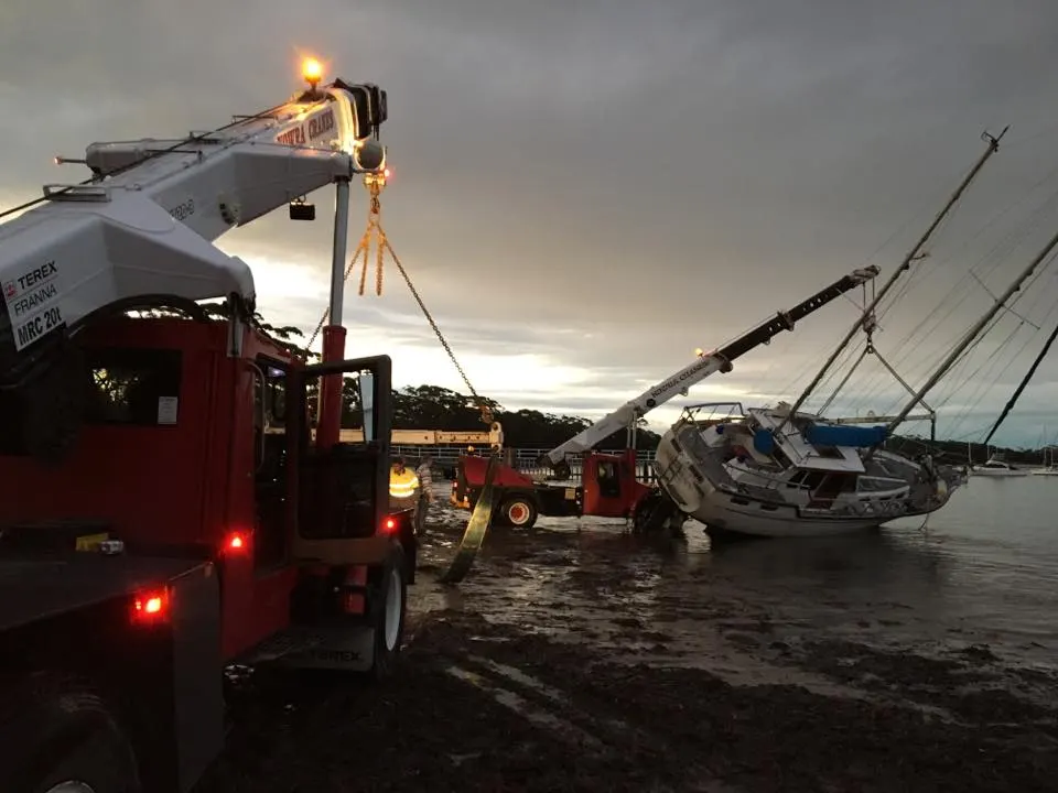 Crane work in progress on a local job